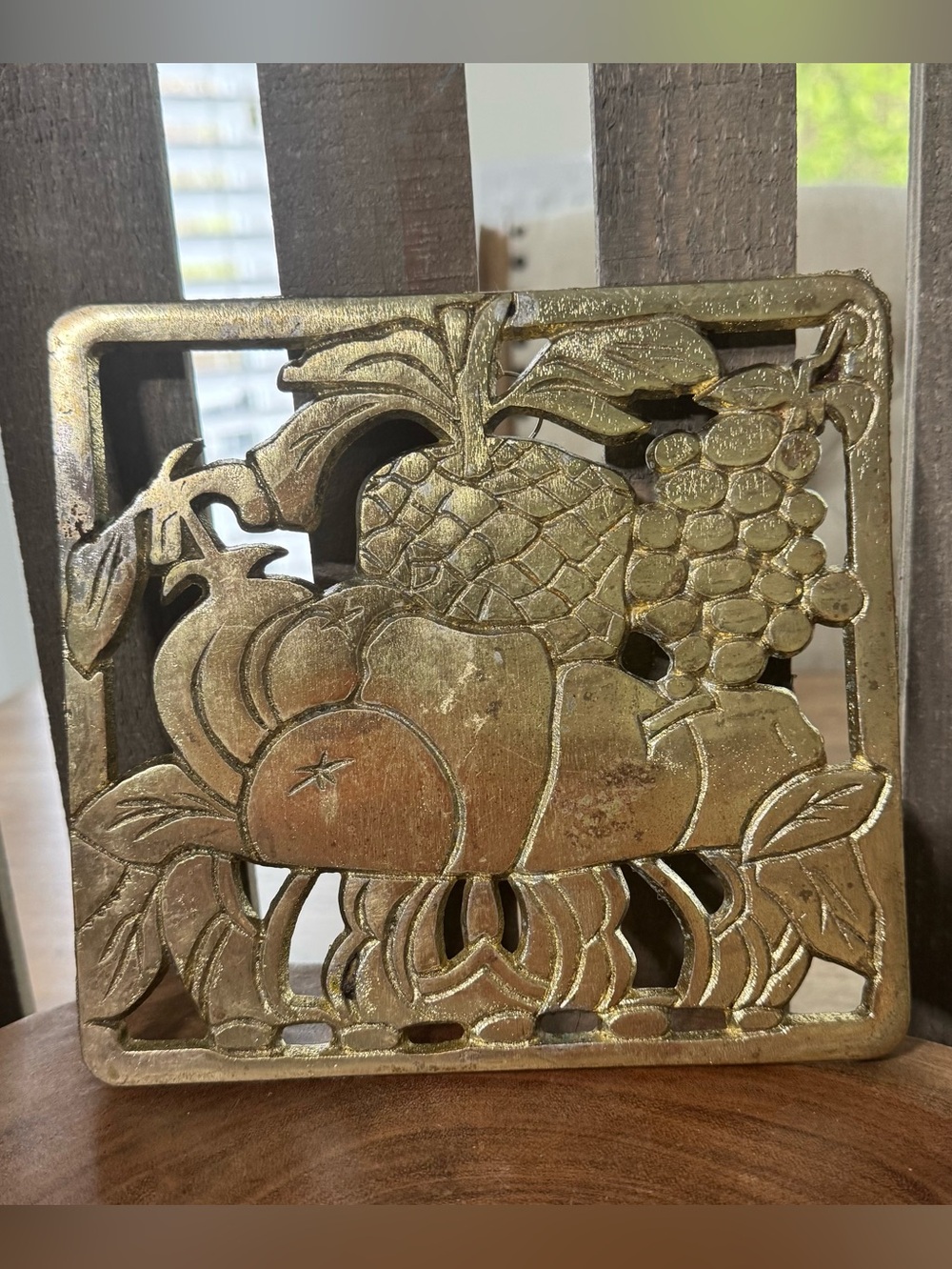Vintage Brass  Square Footed Trivet